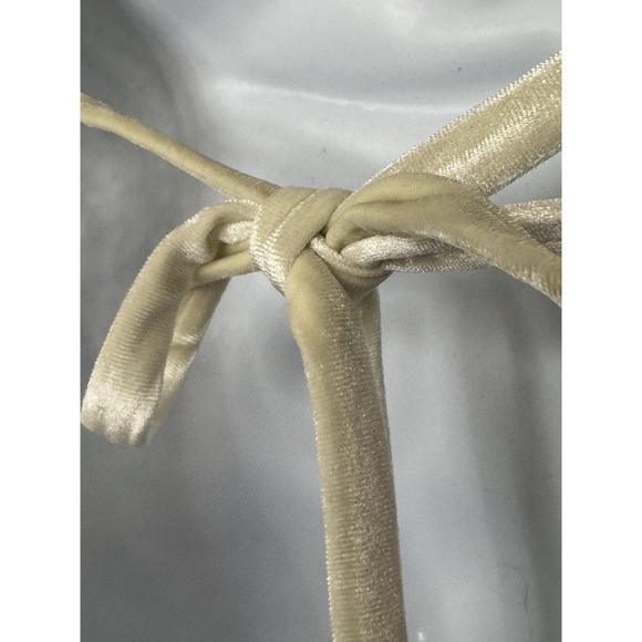 Free People Sheer Delight Lace Boho Minidress Womens Medium Off White Velvet Bow - Picture 4 of 16